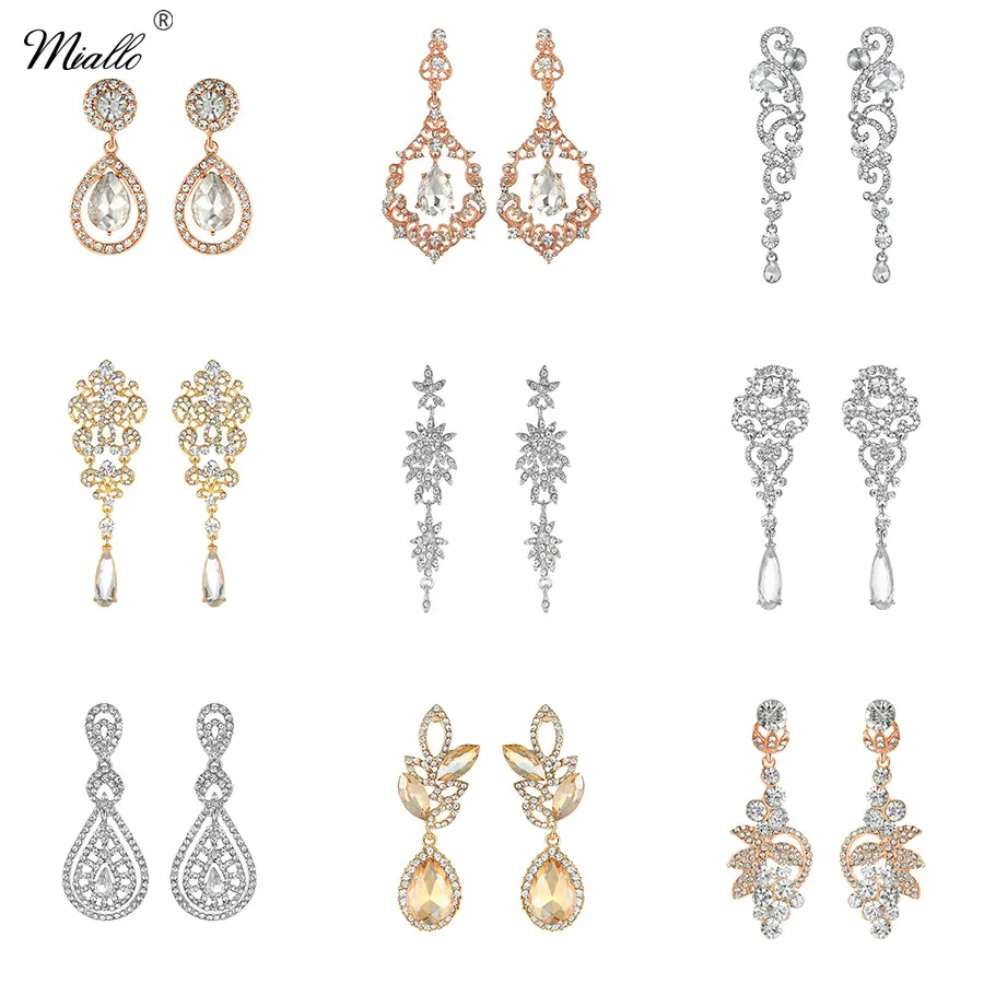 

Miallo Newest Crystal Women Girls Long Drop Earrings for Party Wedding Rhinestone Bridal Earrings for Bride Bridesmaids