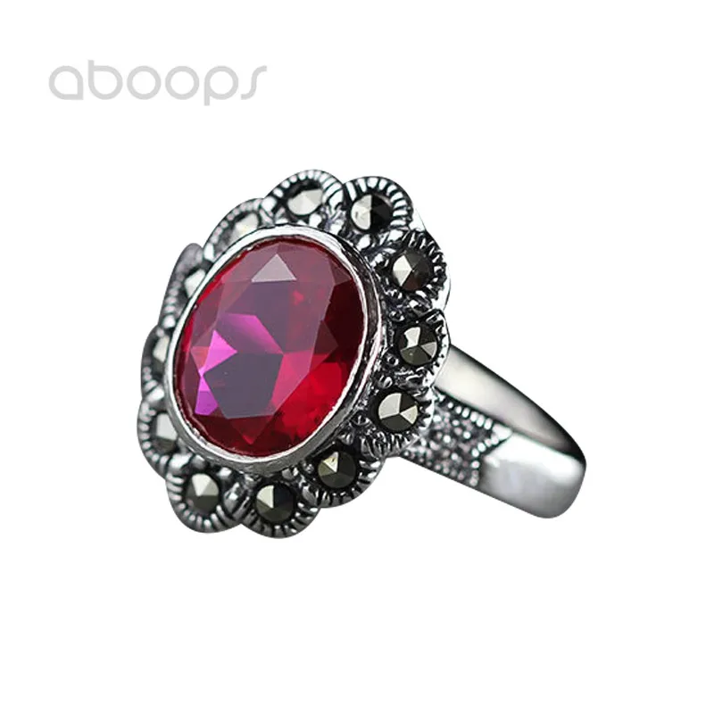 

Classic 925 Sterling Silver Red Faceted Stone Ring for Women Girls Size 6.5 7 7.5 Free Shipping