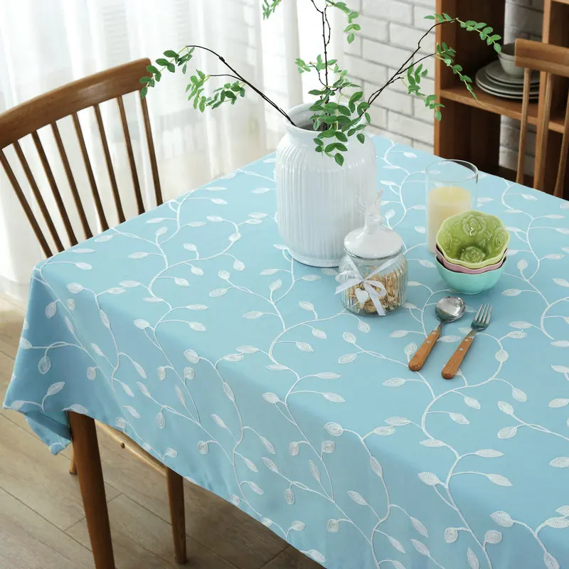 

Small fresh style Embroidered Tablecloth Polyester-cotton for Home Kitchen Dining Room Can be used for wedding parties