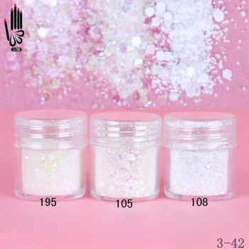 

1 Jar/Box 10ml 3 Multicoloured White Mix Nail Glitter Powder Sequins Powder For Nail Art Decoration Optional 300 Colors 3-42