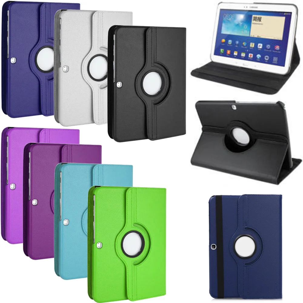 

360 Rotating Stand Flip Leather Cover For Samsung Galaxy Tab 3 10.1 inch P5200 P5220 P5210 SM-P5200 Tab3 10.1" Tablet Case