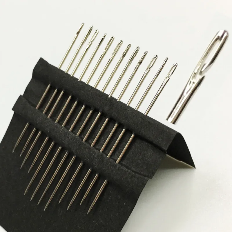 

12Pcs/Pack Blind Needles Assorted Self-threading White Easy To Go Through From Side Hand Sewing Embroidery Tool DIY Needlework