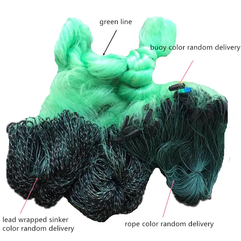 wrapped sinker 3layer 2cm-5cm mesh sink net green gill net fish trap nylon fishing net rede de pesca fishing network fish tool