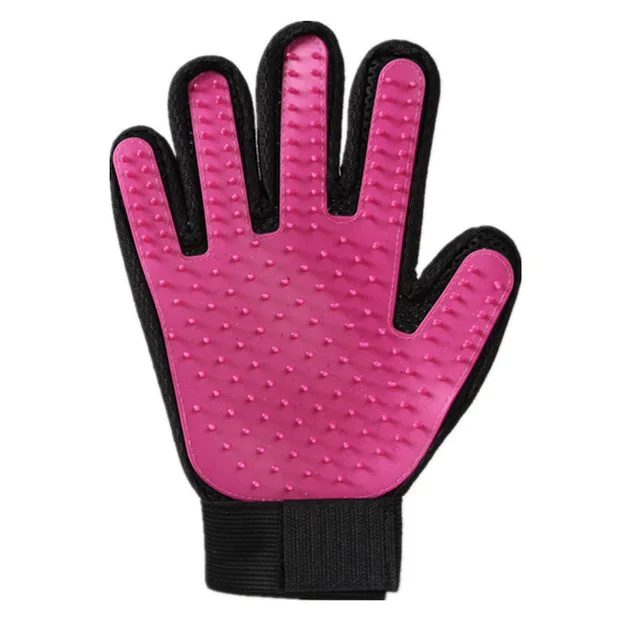 Щетка для чистки домашних животных, перчатка, принадлежности для собак, кошек, собак, щетка, эффективные массажные перчатки, гребень для чистки волос A65 - Цвет: Right hand pink