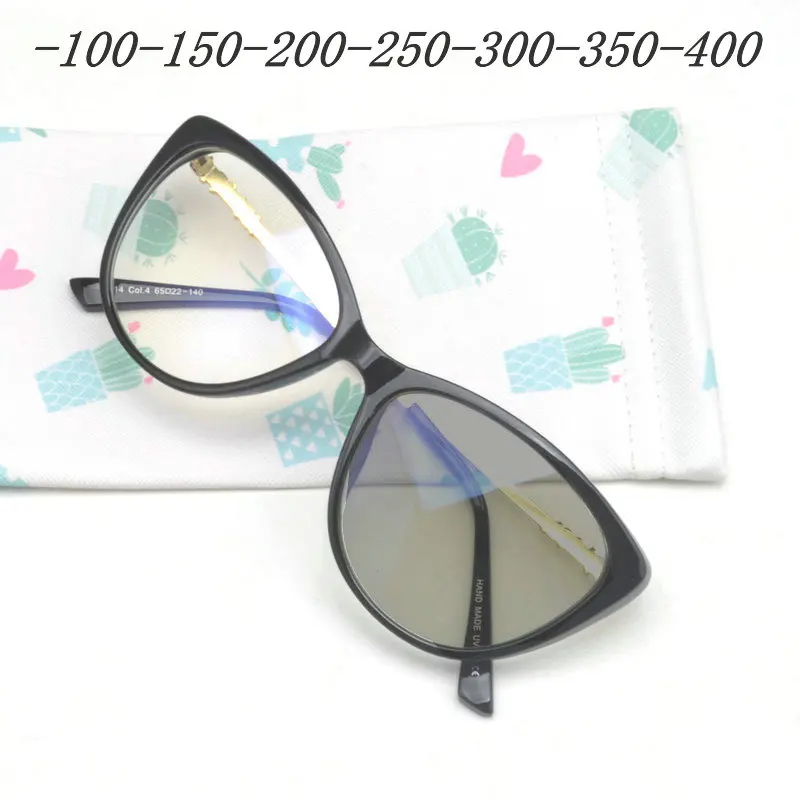 УФ кошачьи солнечные фотохромные очки для близорукости для женщин и мужчин ретро круглые очки для мужчин и женщин Ультра светильник очки для близорукости FML - Цвет оправы: black-0