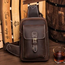 Crazy Horse Сумка для мужчин нагрудный пакет одного плечевого ремня сзади Сумки из натуральной кожи для путешествий мужские сумки через плечо винтажная нагрудная сумка