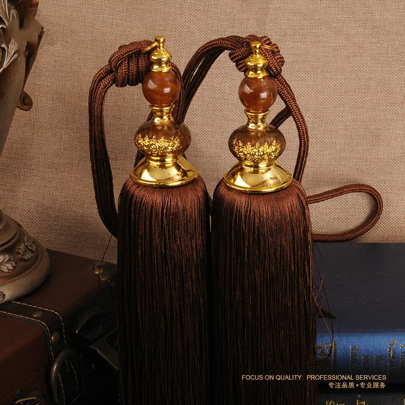 1 Pair Modern Rope Curtain Tiebacks Ball Beaded Tassel Tiebacks