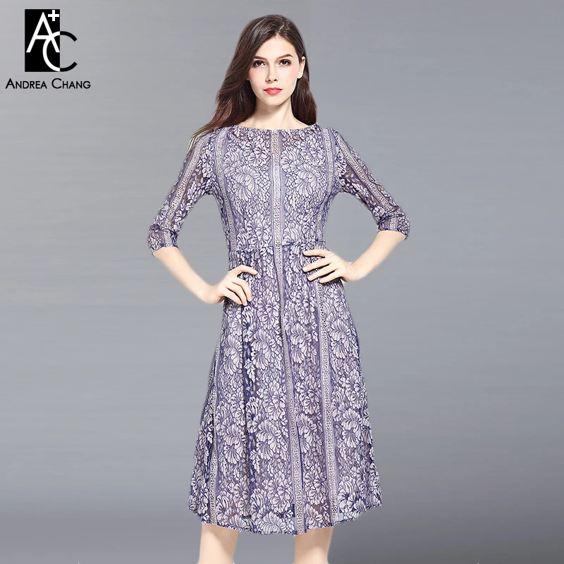 

PLUS SIZE woman dress L-5XL high quality summer spring dress fashion vintage calf length beige blue floral pattern lace dress