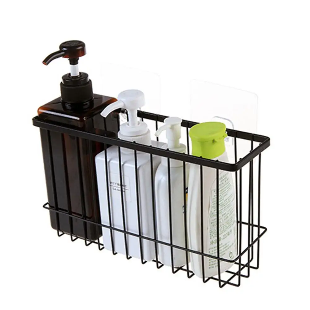 

Iron Kitchen Storage Basket Sundries Wall Organizer Rack Kitchen Seasoning Hanging Basket Bathroom Shelf Desktop Storage Basket