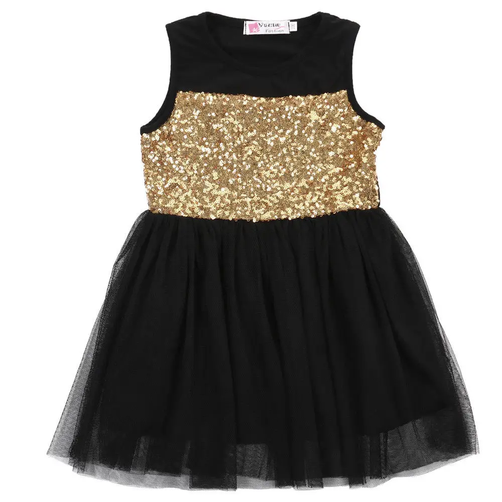Новые платья детская одежда принцессы для маленькой девочки торжественные вечерние черные кружевные золотистые короткие мини-платья