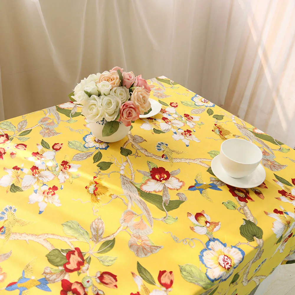 Hot Sale 4 Design Pastoral Floral Home Kitchen Table Cloth Wedding Party Table Cover Multi Size Hotel Coffee Tablecloth Cotton