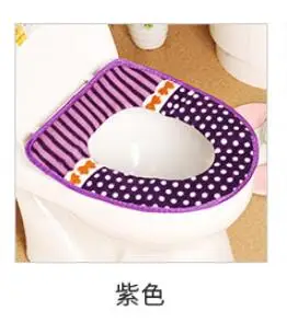 1 шт. уплотненный плюшевый моющийся чехол для унитаза для ванной комнаты коврик крышка унитаза ткань теплее унитаз моющийся тканевый чехол для сиденья - Цвет: Фиолетовый