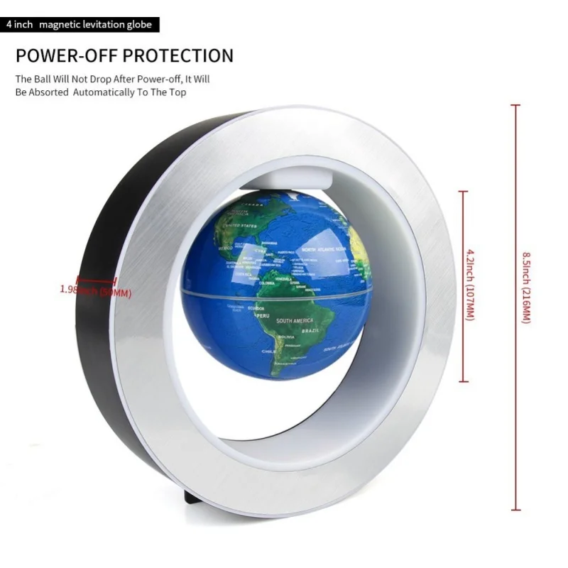 Настольная декоративная настольная лампа с магнитной левитацией, плавающая карта мира, глобус, светодиодный светильник, круглая основа для обучения, образования, для дома, офиса