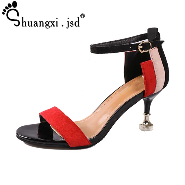  Shoes Women High 6CM 2018 New Summer Square Heel Suede Sandals Sexy High Heels Women Sandals Zapatos Mujer sandalia feminina