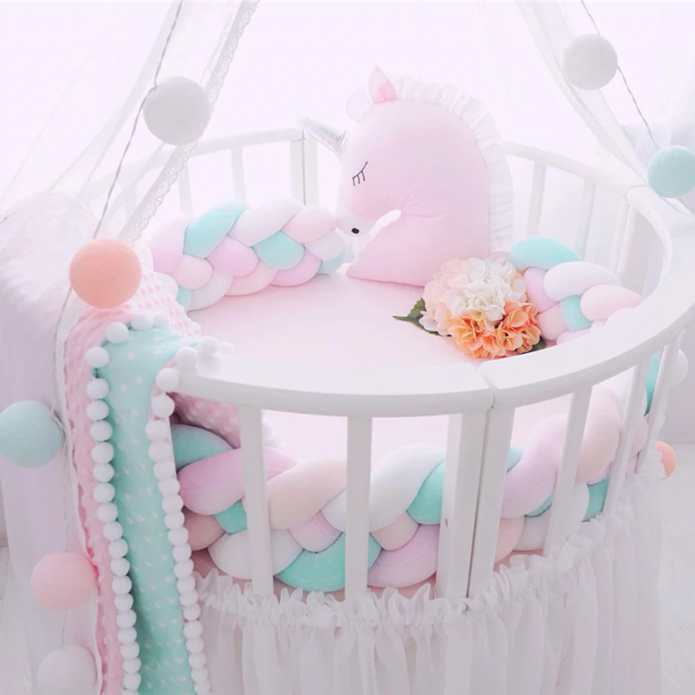  Baby Bed Protector Adjustable Baby Crib Bumper Baby Decoration Room 4 Twist Pure Cotton Weave Plush