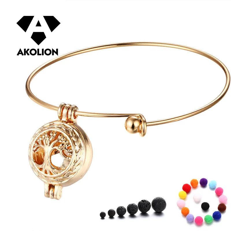 

AKOLION Women Jewelry Fashion Accessories New Trumpet Tree Aromatherapy Perfume Essential Oil Diffuser DIY Bracelet Btsl--9