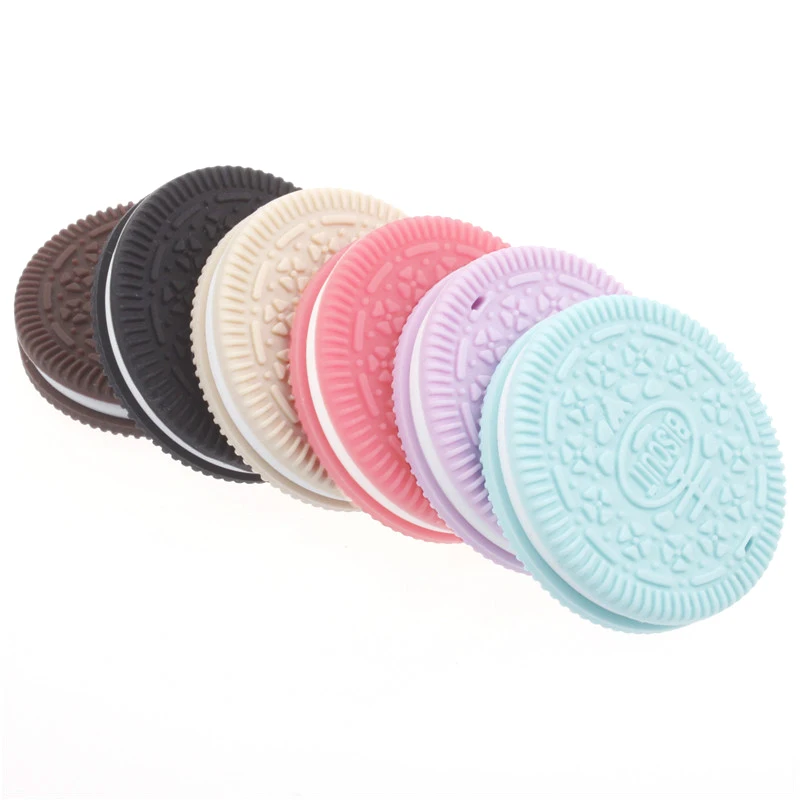

10pcs Silicone Teether Sandwich Biscuits Eco Friendly Silicone Baby Pacifier Pendant Food Grade Nursing Necklace Bpa Free