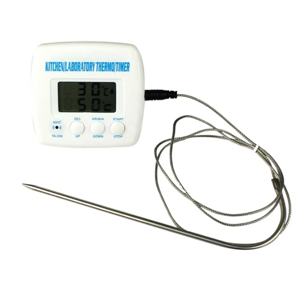 2 In 1 Kitchen Cooking Food Meat BBQ Probe Thermometer Timer Alarm