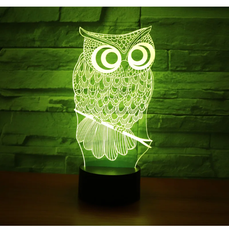 

3D LED Night Lights Owl with 7 Colors Light for Home Decoration Lamp Amazing Visualization Optical Illusion Awesome