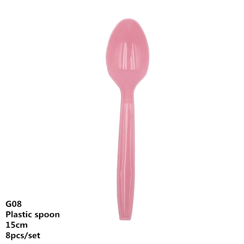 Украшение для детского душа для маленьких мальчиков и девочек, бумажная тарелка на день рождения, чашка, столовая посуда, скатерть, вечерние принадлежности - Цвет: Spoon G08