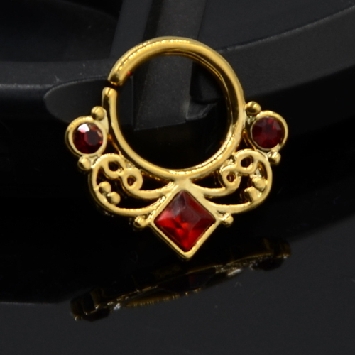 Lacey Opal Drapery Royalty Septum Rook Clicker Ring Nose Ring Tragus Cartilage Earring Titanium Shaft 16G Hanger Piercing
