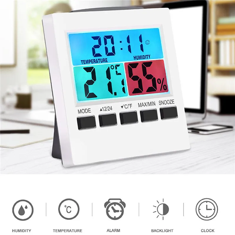 Digoo DG-C6 C6, домашний комнатный термометр и гигрометр, контрольный датчик влажности с будильник с подсветкой/измерительное устройство с ЖК-экраном