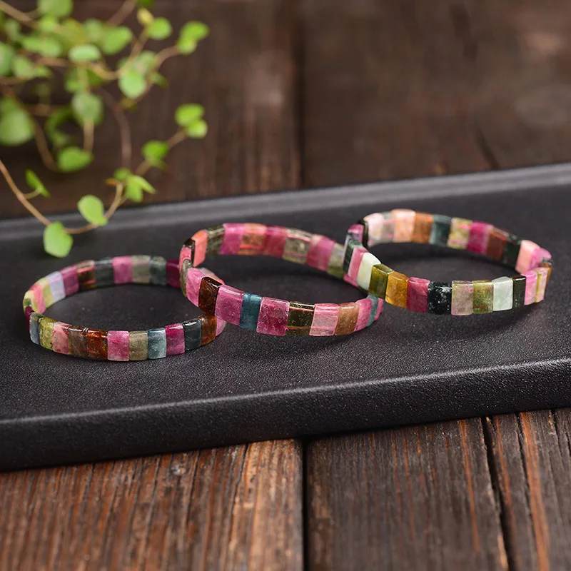 JoursNeige полный Радуга Турмалин натуральный камень браслет бусины ручной ряд разноцветные браслеты для женщин подарок ювелирные изделия