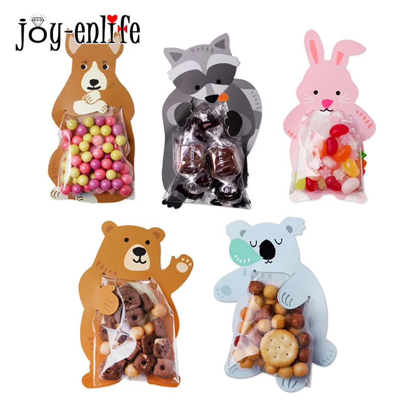 

10pcs Cute Animal Bear Rabbit Candy Bags Box Cookie Bags Gift Bags Greeting Cards Baby Shower Birthday Party Wedding Decors