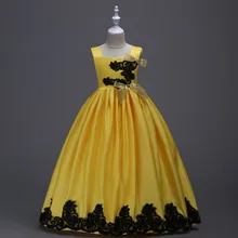 Длинное платье принцессы с аппликацией для девочек г. летнее праздничное платье для девочек детская одежда От 4 до 13 лет