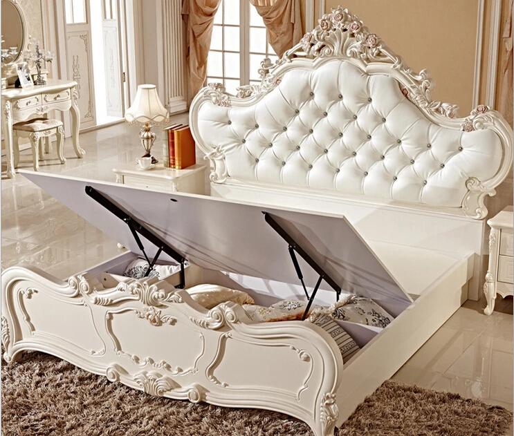 Кожаная кровать белого цвета во французском стиле 0409 8862|bed french style|bed whitebed leather |