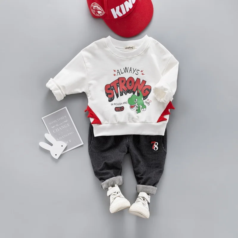 جديد الربيع اللباس الكورية طبعة الأطفال الصحية خزانة اثنين قطعة الكرتون المطبوعة الطفل دعوى الأطفال اللباس