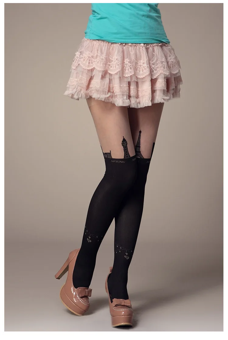 21 стиль; обтягивающие новые женские колготки в стиле Харадзюку; пикантные сапоги до колена с бантом и сердечками; нейлоновые колготки;