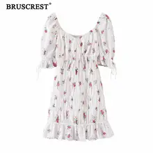 Женское платье мини Boho белое ажурное с о вырезом и рукавами