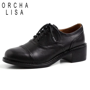 

ORCHA LISA Women genuine leather shoes Cow leather Round toe Cross tied Patent leather Glitter Black Red Spring summer C1135