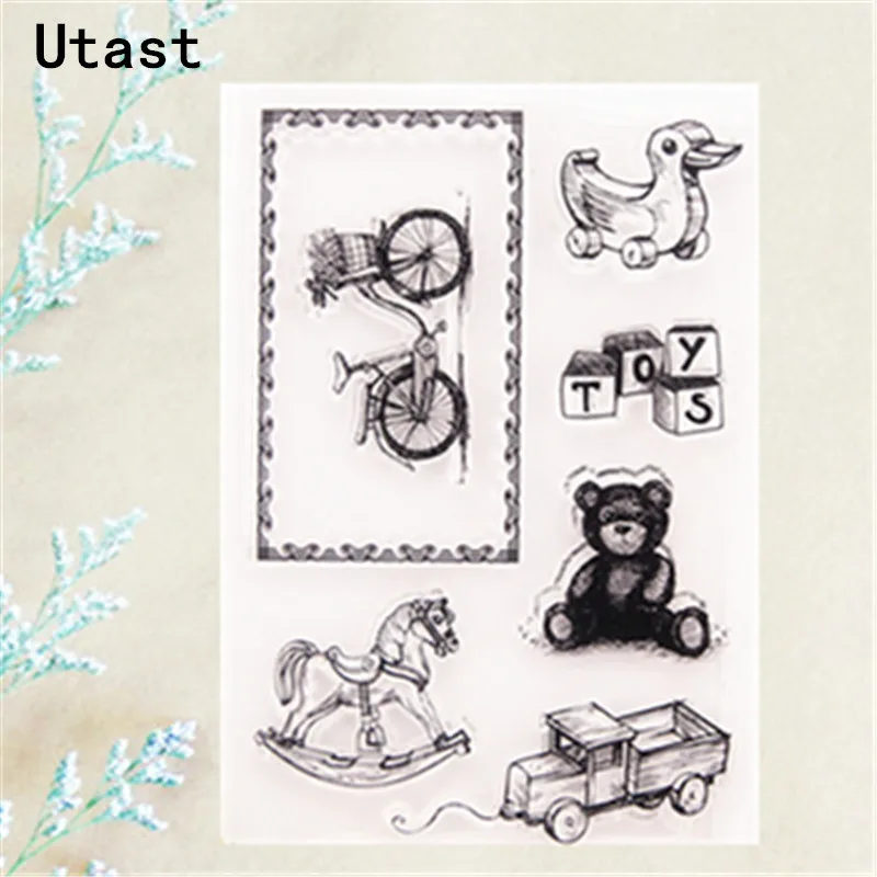 Игрушки Bear Bicycle Duck прозрачные силиконовые штампы/прозрачная резиновая штамповка