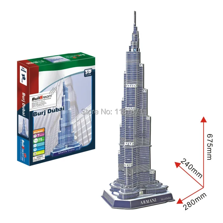 Paper Model Diy Burj Khalifa Enlighten blocks Construction Brick ...