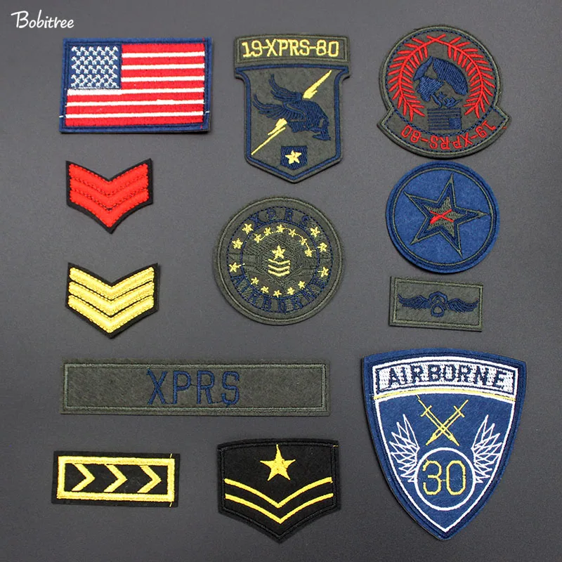 

12 Pcs/set American Flag Army Military Badges Embroidery Clothes Patches iron on Army Stickers Fabric for Clothes