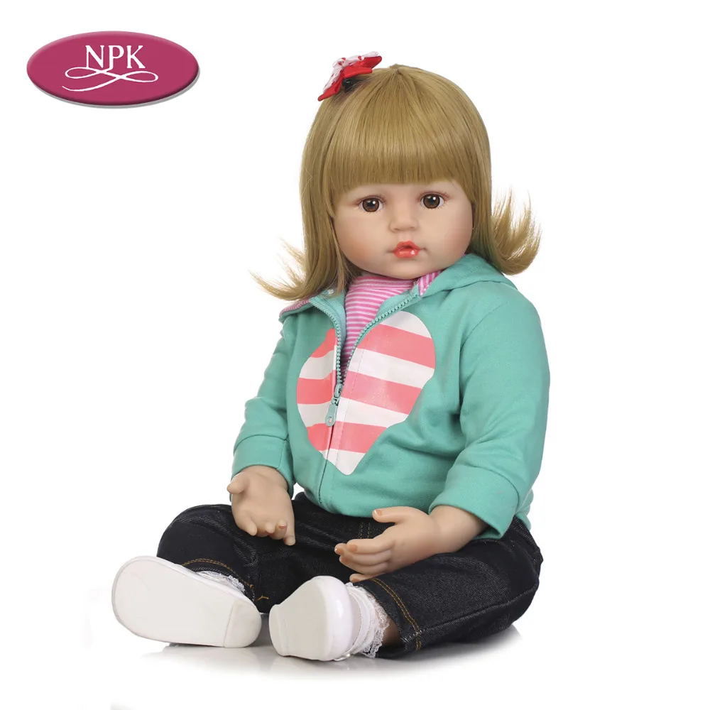 NPK 60CM Baby Girl Reborn Doll Kids Toy Soft Silicone VInyl Lifelike Princess Girl Realistic Bebe Reborn Alive Doll 2018 New (2)
