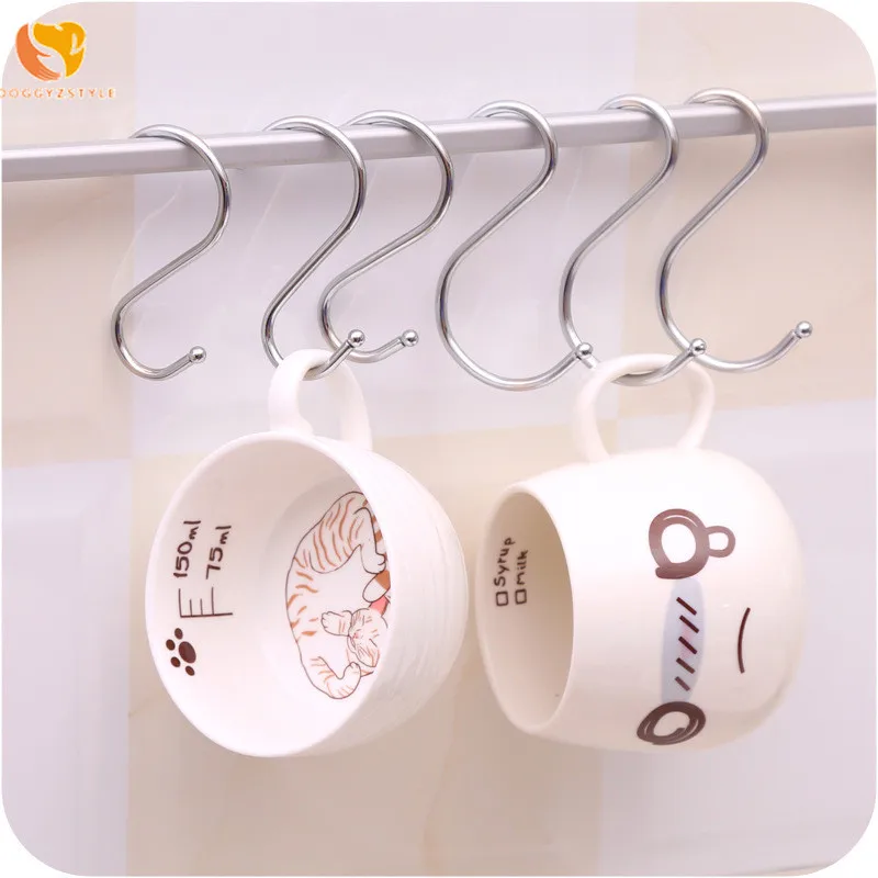

10Pcs S Hook Stainless Steel Practical S Hanger Hook Kitchen Storage Holders Multifunction Home Essential Handbag Hook