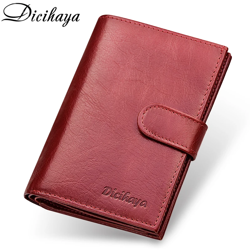 DICIHAYA Genuine Leather Women's Wallet Passport Cover Large Capacity