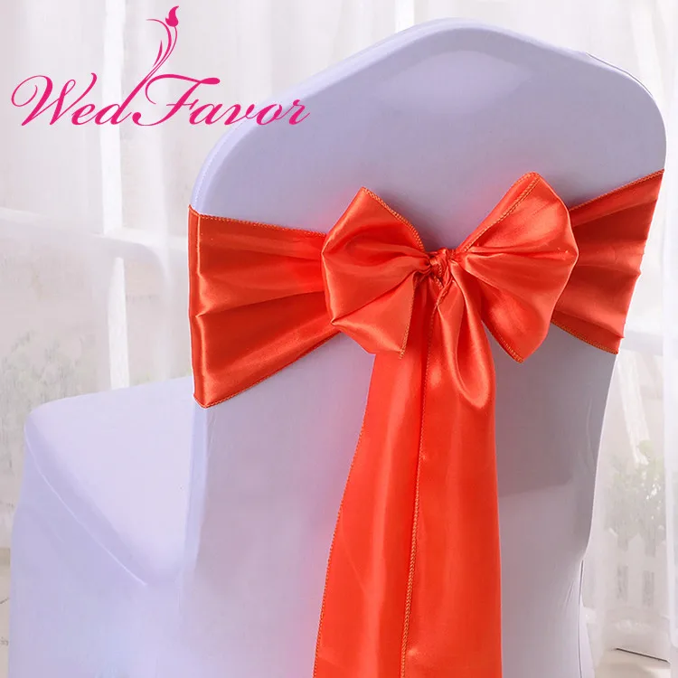 WedFavor 100 шт персиковая Банкетная атласная лента на стул бант на свадебный стул галстук для отеля вечерние украшения мероприятий - Цвет: Orange