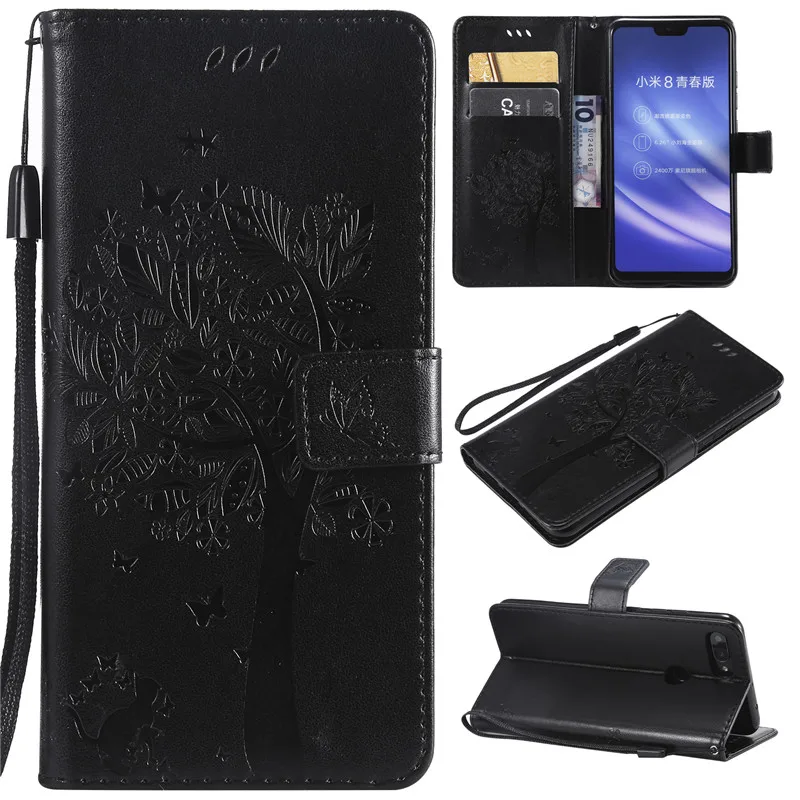 Magnetic PU Leather 3D Embossed Cat Tree Wallet Case For Xiaomi 8Lite Flip Wallet Phone Case Cover For Xiaomi 8Lite Case Coque (12)