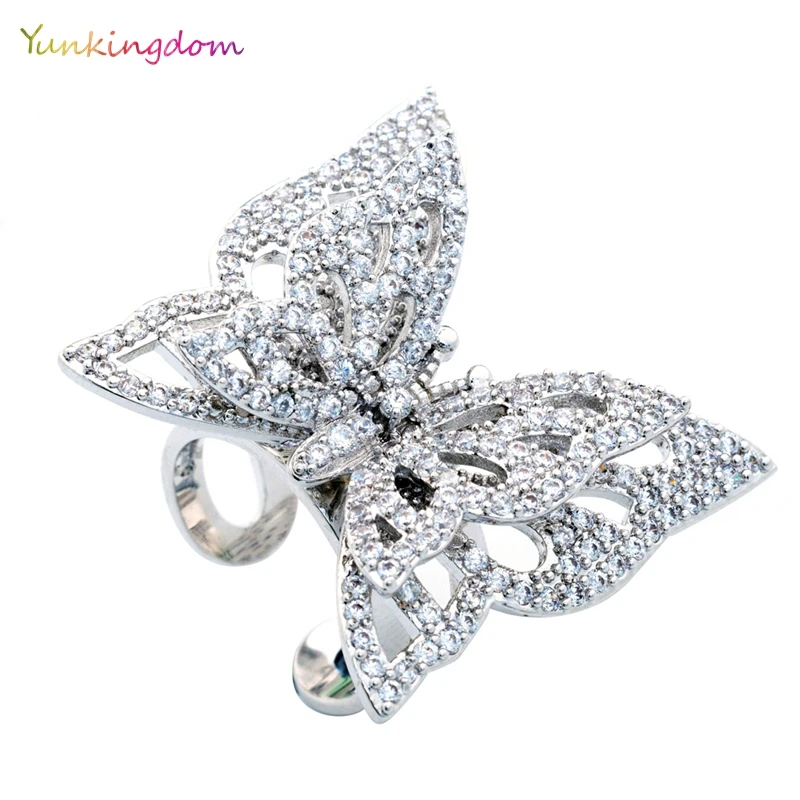 Luxury Butterfly Fine Rings EU US Women s Wedding Engagement Rings Studded Austrian crystal Gold Color