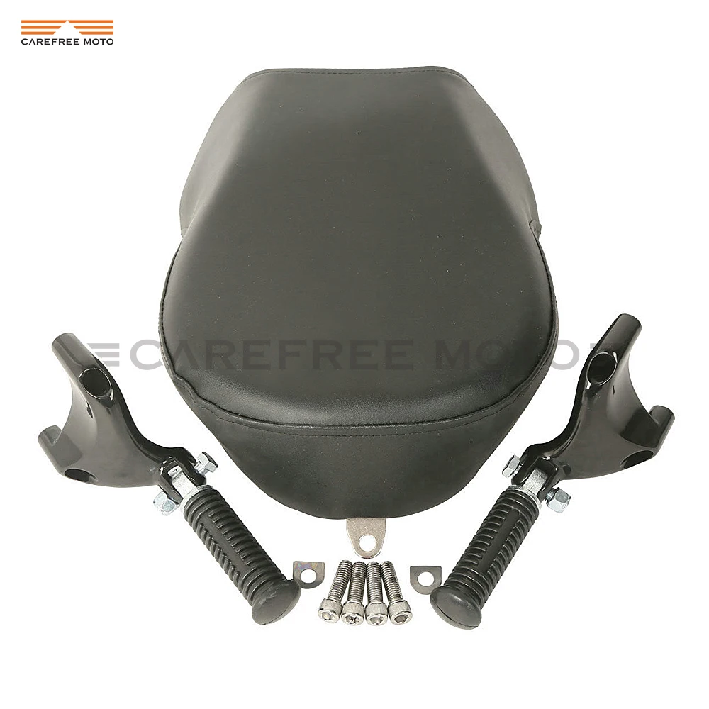 Black Motorcycle Rear Foot Peg Passenger Pillon Seat Cover Case For Harley Sportster XL883 XL1200 2007