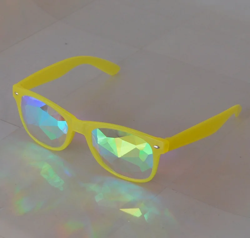 

Music Festival Cool Style Kaleidoscope Glasses Glow In The Dark Yellow Frame Kaleidsocope Glasses