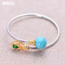 Ювелирные изделия из черного серебра,, 925 стерлингового серебра, инкрустированные циркония, ледяной Амазонит, женский браслет 52601