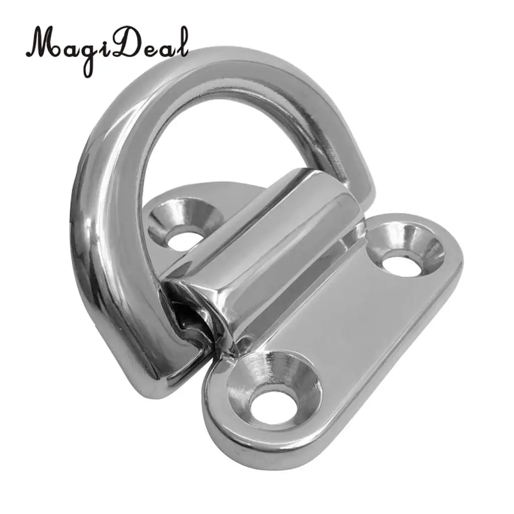 MagiDeal Large Heavy Duty 316 Stainless Steel Folding Pad Eye Deck Lashing D Ring Tie Down Anchor Point Plate 9mm