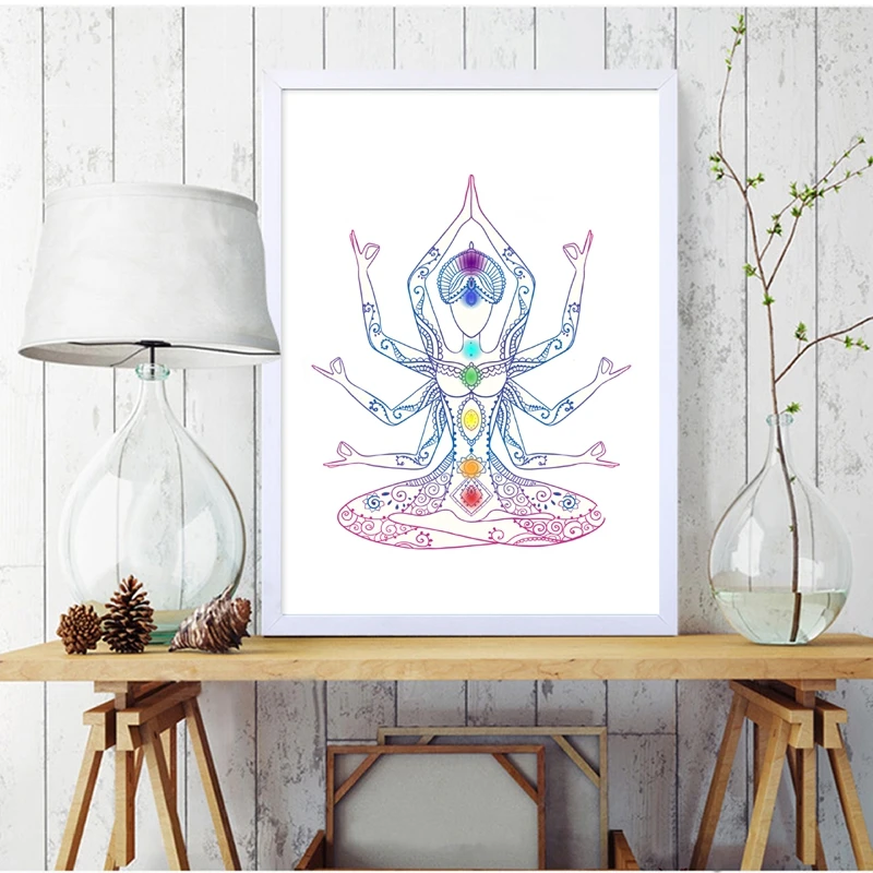 

Chakra Art Decor Canvas Painting Yoga Print Poster , Meditation Print Yoga Studio Poster Namaste Picture Wall Art Decoration