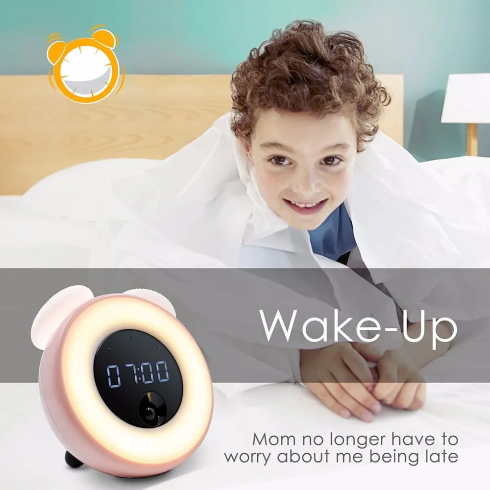 

Led Alarm Clock For Kids Bedroom bedside Night Light USB Digtal Alarm Clock with Snooze Wake Up Light Motion Sensor Night Light