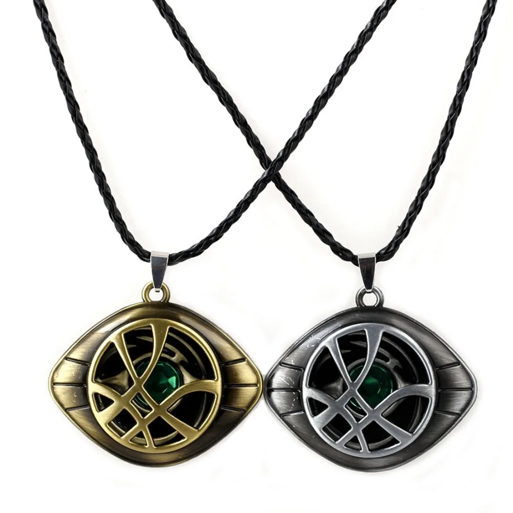 

Avengers3 Infinity War Doctor Strange Necklaces Men Eye Shape Pendant Fashion with Leather Cord cosplay Halloween Accessories